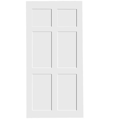 Six Paneled Real Primed Door Slab + 6.6FT Barn Door Sliding Hardware + Adjustable Floor Guider + Pull Handle, DIY Unfinished Paneled Door, Modern Interior Barn Door, Water-proof
