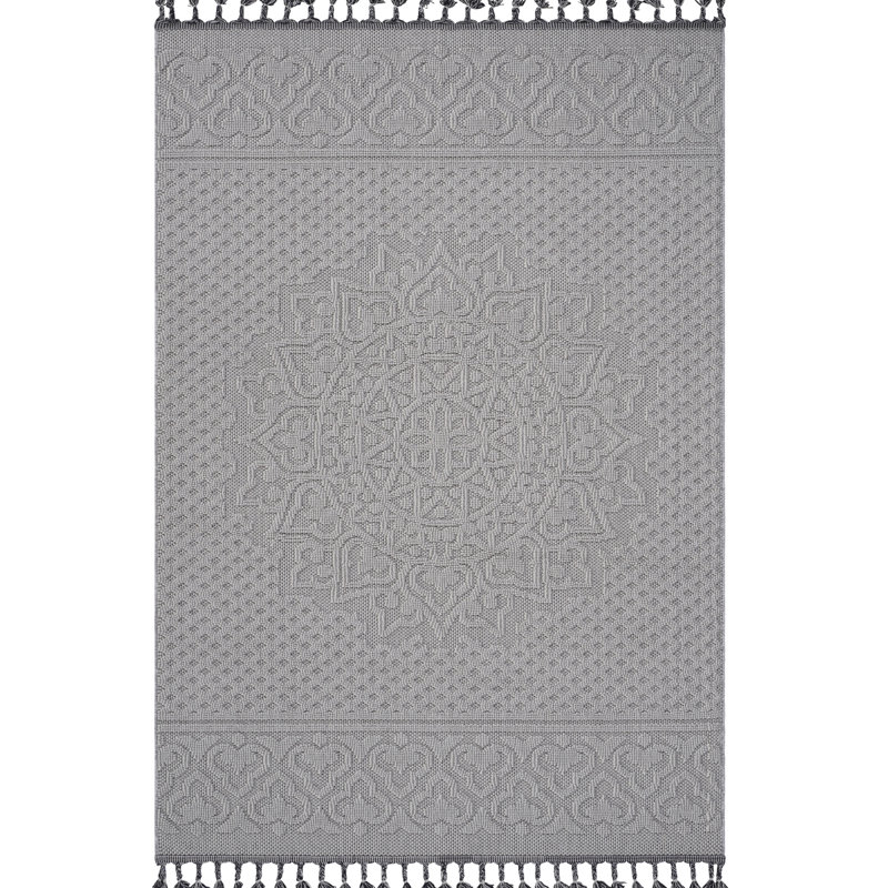Tapis blanc / médaillon à la mode 5X7 - Teint, sans perte de poils et approuvé par les animaux domestiques