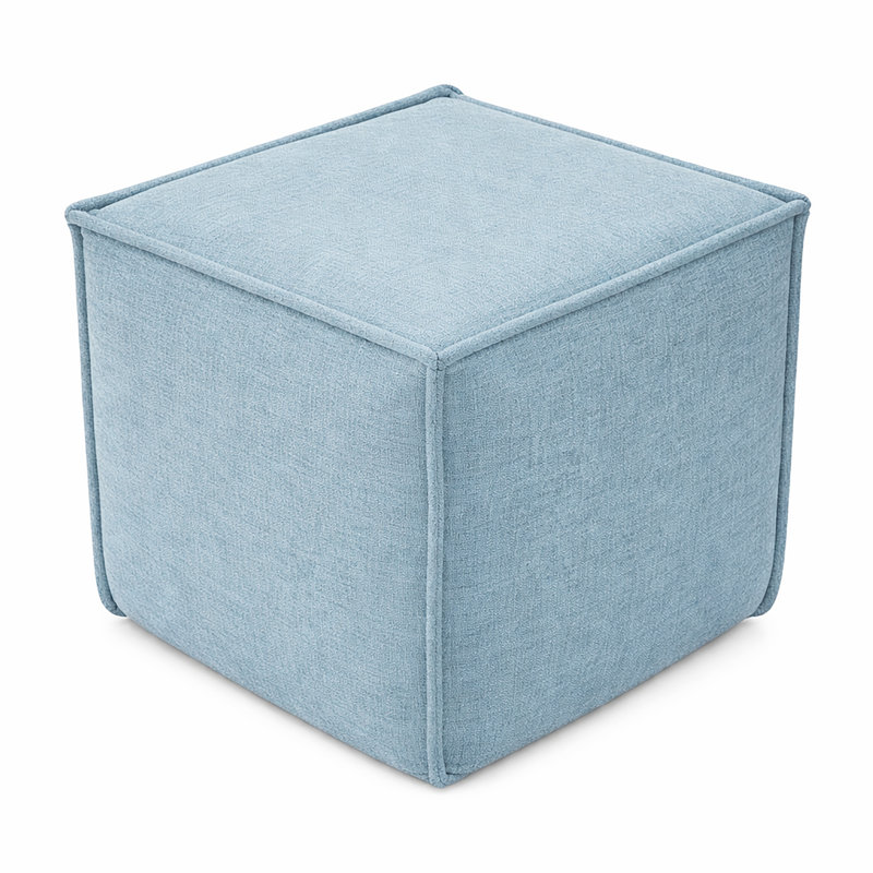 Hampton Square Pouf Ottoman - Slate Blue, Slate Blue