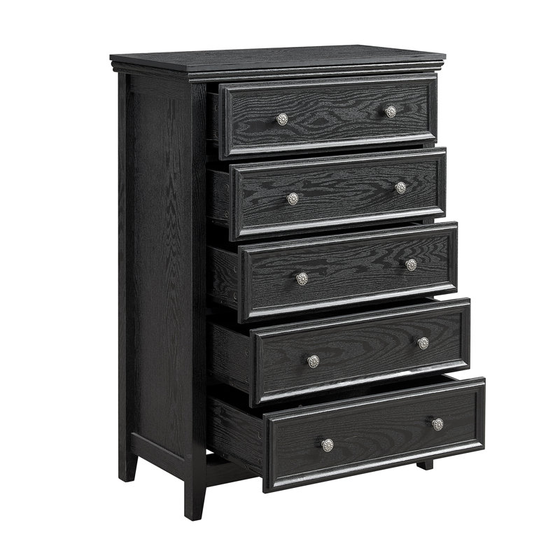 Commode 5 tiroirs Modern, Noir