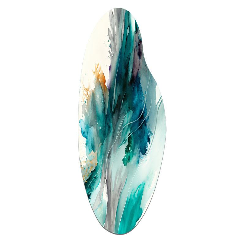 Célébrations dans des nuances de turquoise V - art mural asymétrique en métal, H 38 po x l 15 po