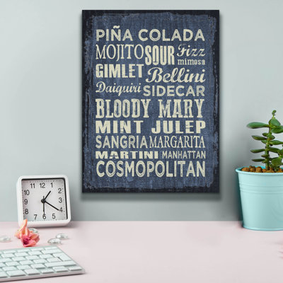  «Cocktail Sign 2» par Erin Clark, art mural sur toile, 26 po x 30 po