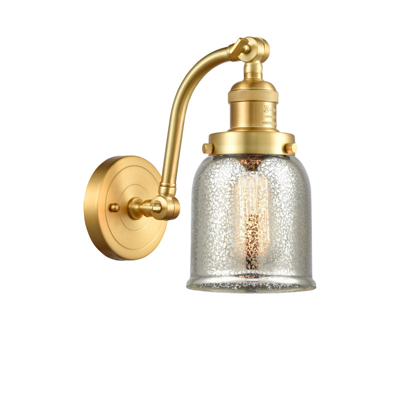 Norberto Armed Sconce, Silver Plated Mercury, 6 Watt Vinage LED Bulb, Satin Gold