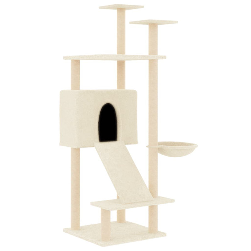 vidaXL Cat Tree Engineered wood Large Cat Tree Rectangular, Cream