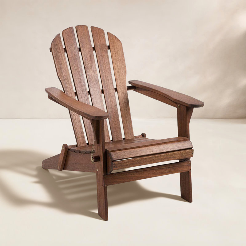 Hillandale Eucalyptus Foldable Outdoor Adirondack Chair, Natural