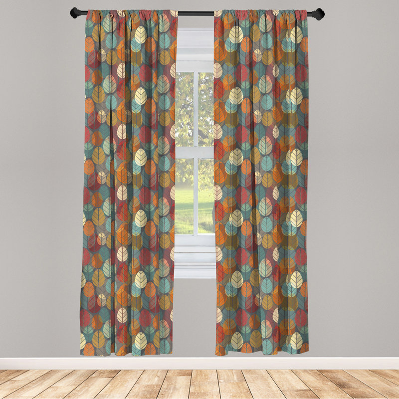 Autumn Leaf Pattern 95" Multicolor Polyester Curtain Panels (Set of 2)
