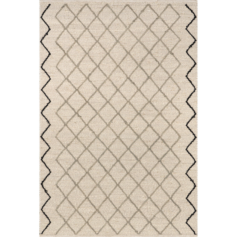 Karlianne Trellis Seagrass and Jute Blend Area Rug, Rectangle 5' x 8'