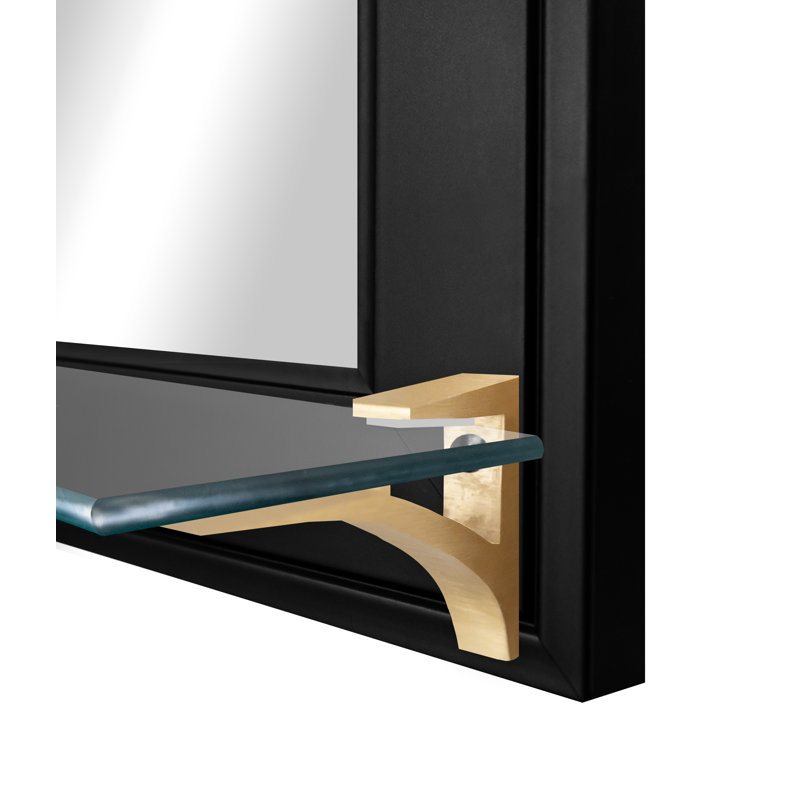 Kridia Flat Wall Mirror, Vertical, Gallery Black/Brass, 25.5" H x 21.5" W