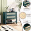 Table de chevet étroite en rotin avec 2 tiroirs et tablette de rangement Boho-215888413