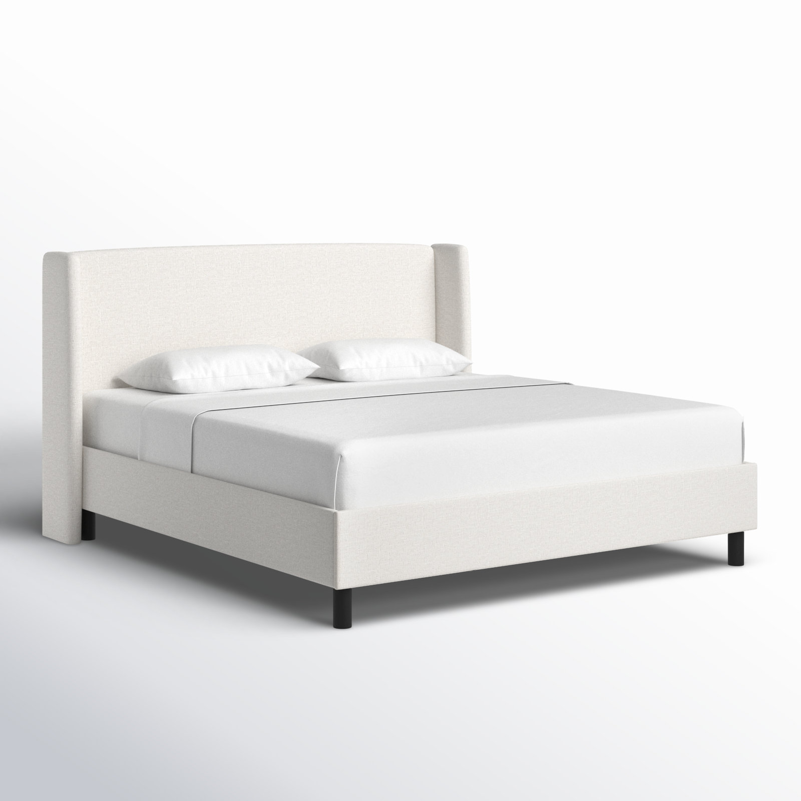 Tilly Linen Upholstered Wingback Bed, King, Zuma White Textured Linen