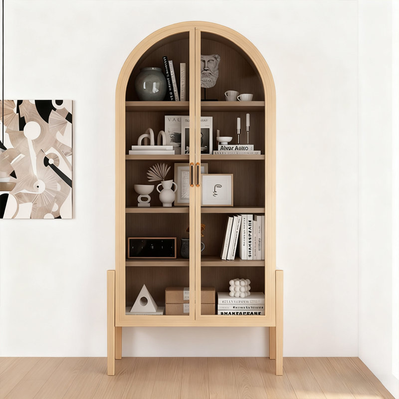 Burlywood Solid Wood + Tempered Glass Display Cases, Burlywood