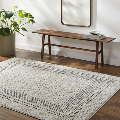 Calvo Machine Woven Ivory/Black Area Rug