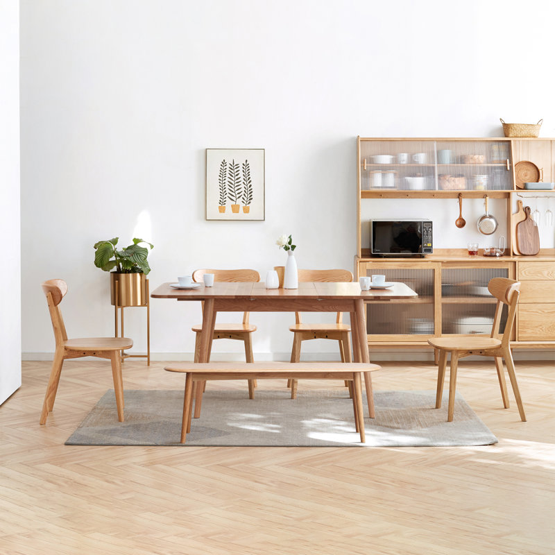 Passendale 6 - Person Solid Wood Top Four Leg Dining Set, Oak