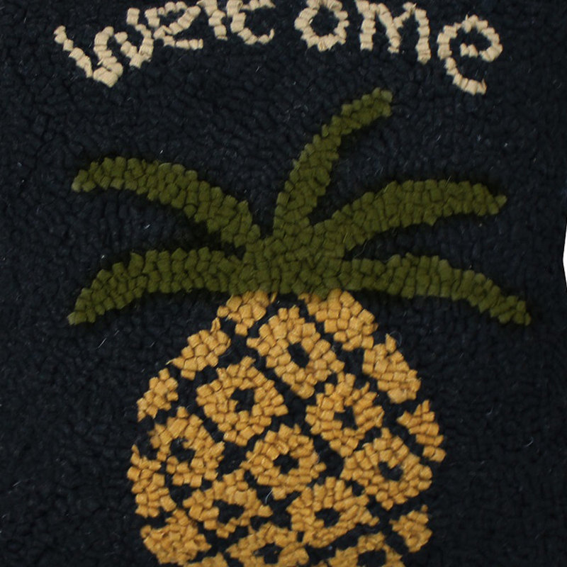 Black Hooked Wool Pineapple Welcome Pillow Cover