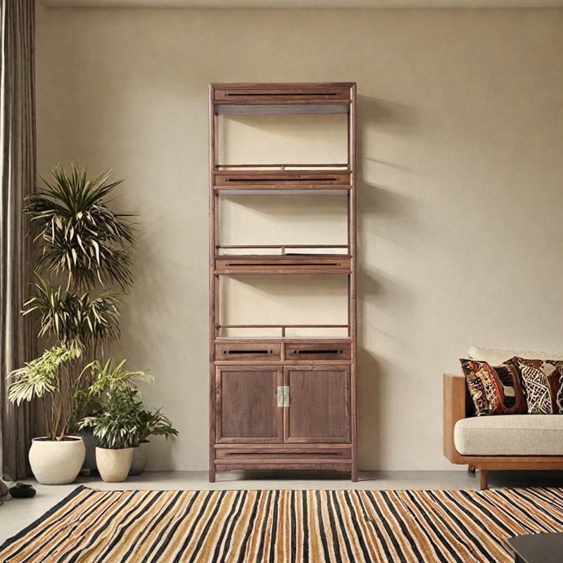 Bibliothèque en bois massif de style chinois