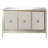Morfa Gray Wood Upholstered Front Panel 1 Shelf & 3 Doors Cabinet w/ Mirrored Top & Ring Handles