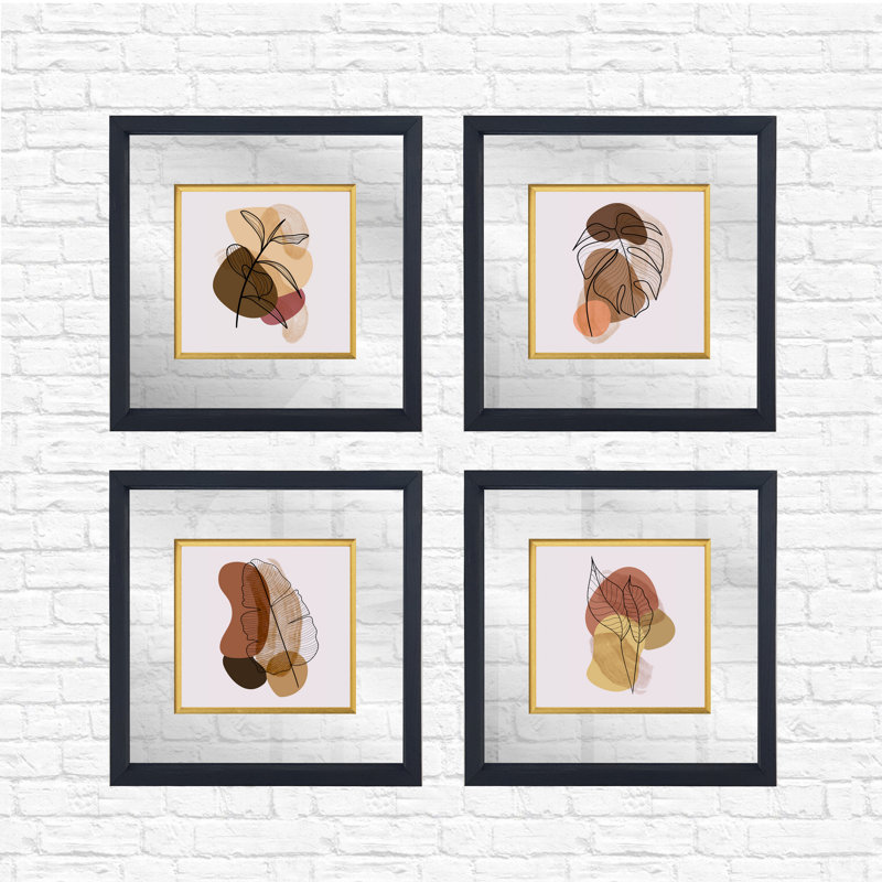 Anonymous - 4 Piece Single Picture Frame Painting Set on Glass