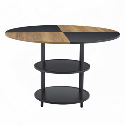 Table de salle à manger ronde avec rangement double couche - bois moderne et design