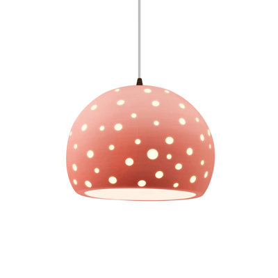 Luminaire suspendu sphère 1 lumière perforée - Rosé brillant - Bronze foncé - l 12,25 po x H 9,25 po - DEL dédiée - cordon blanc