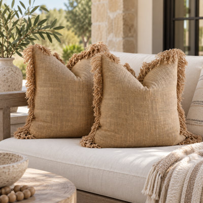 Boho Fringed 100% Cotton Throw Pillow Cover
