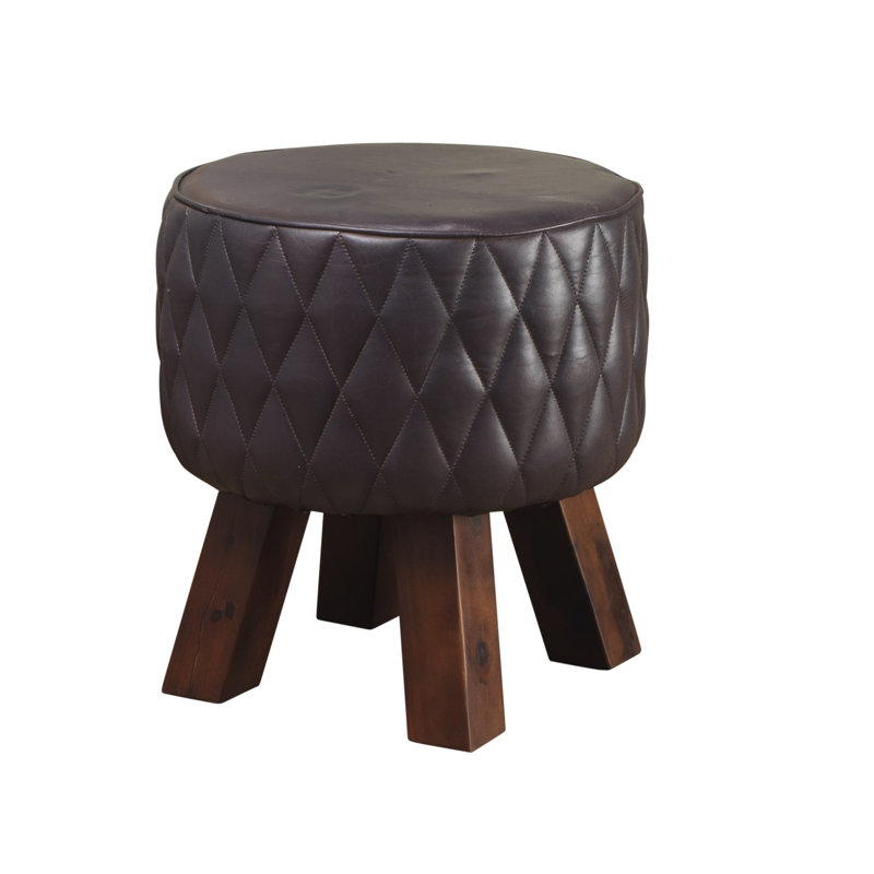 Temecula Solid Wood Stool, Dark Brown, Dark Grey