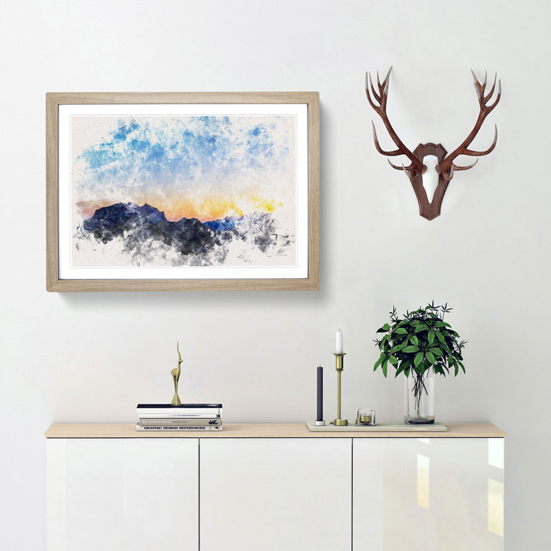 Mountain Range in Spain - Framed Print, 45cm H x 63cm W x 2cm D, Oak Framed