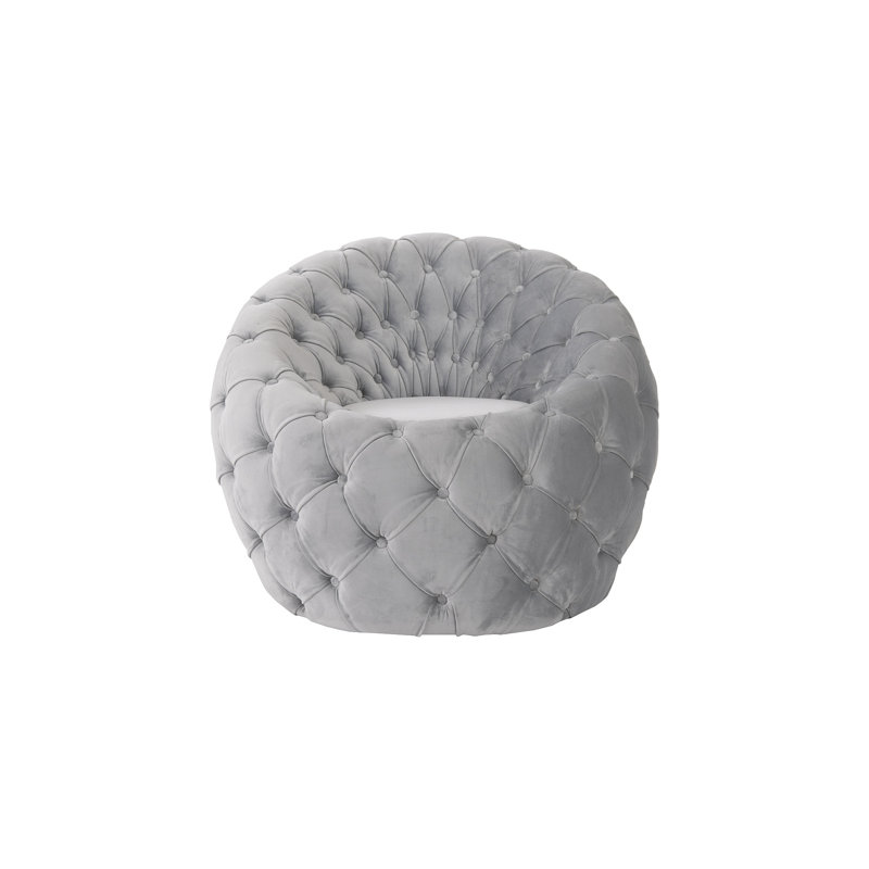 Seating 35" Wide Tufted Barrel Chair, Cool Gray Velvet