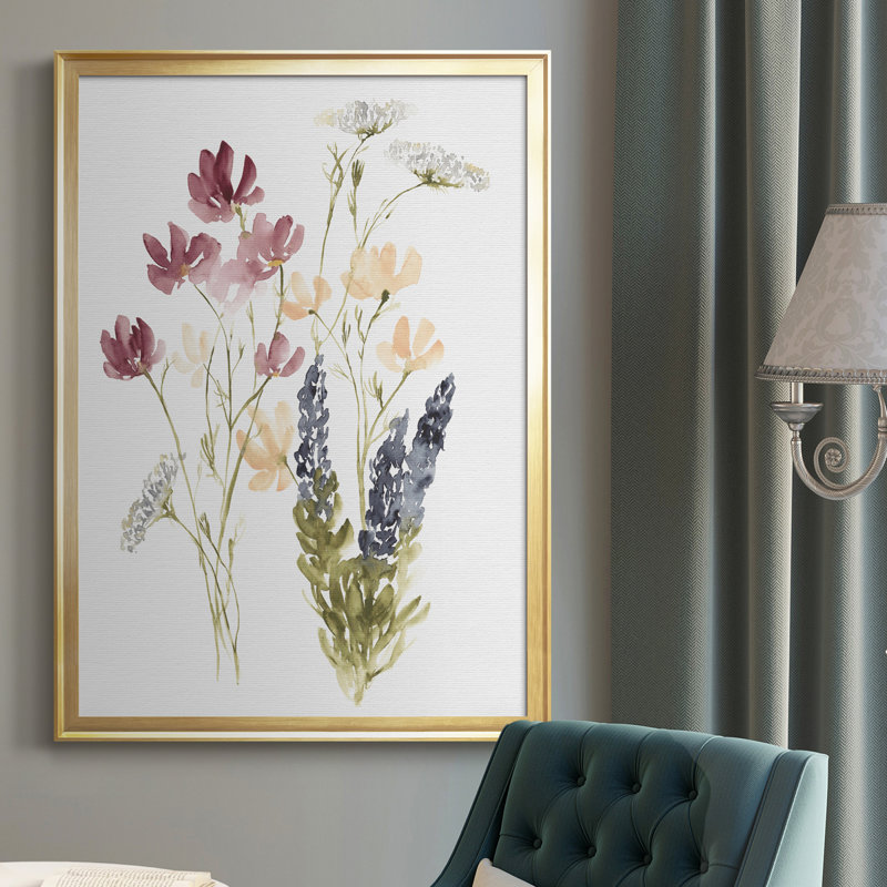 Toile encadrée de qualité supérieure Lobelia Garden II - prête à être accrochée, Cadre doré, H 24,5 po x l 18,5 po x P 1 po