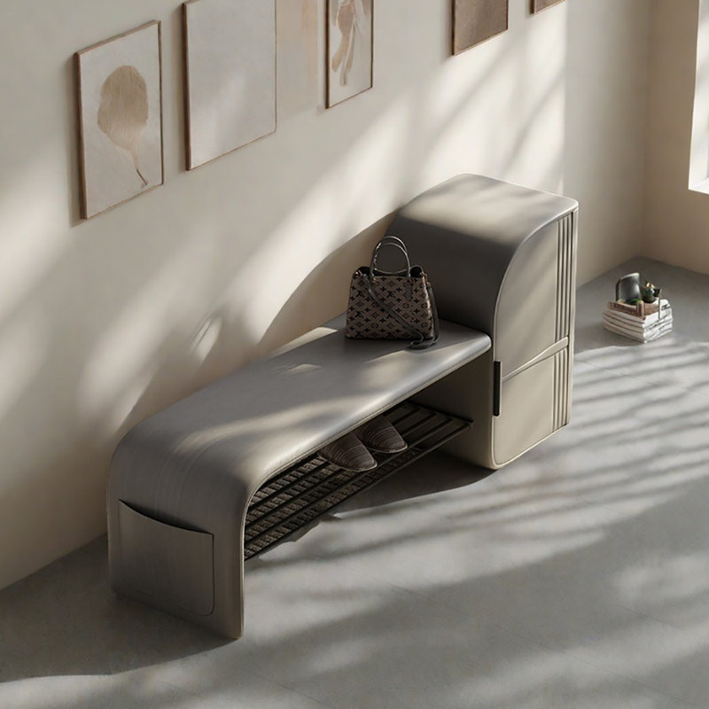 Tabouret avec rangement à chaussures 47,2 po, Gris