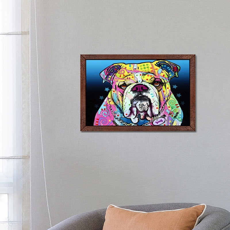 The Bulldog 1 Piece Wall Art on Canvas, 101.6 cm H x 66.04 cm W, Brown Framed