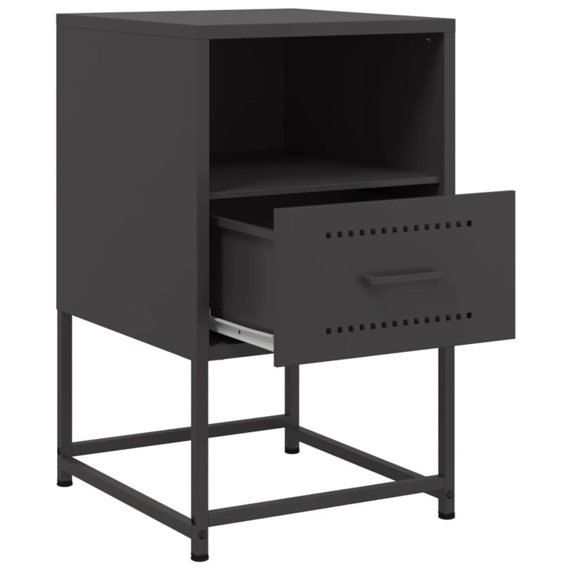 Angeliese 36cm W Steel Bedside Table, Black