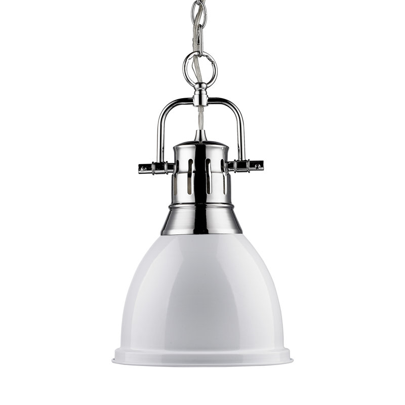 Luminaire suspendu unique à 1 lumière Alethia sans accents de matériau secondaire ou d'accent, Chrome, Blanc