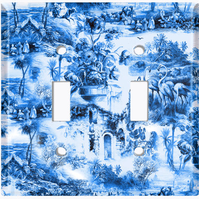 Beautiful Blue Painting White 2 - Gang Toggle Light Switch Standard Wall Plate
