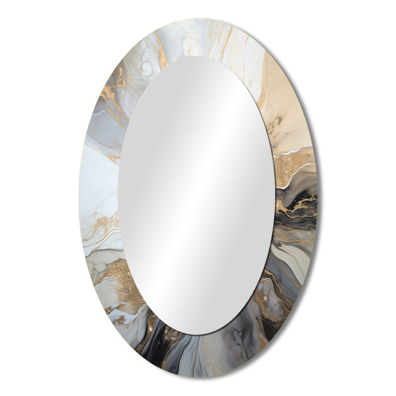 Miroir mural moderne beige et noir Lightning, 36 po x 24 po