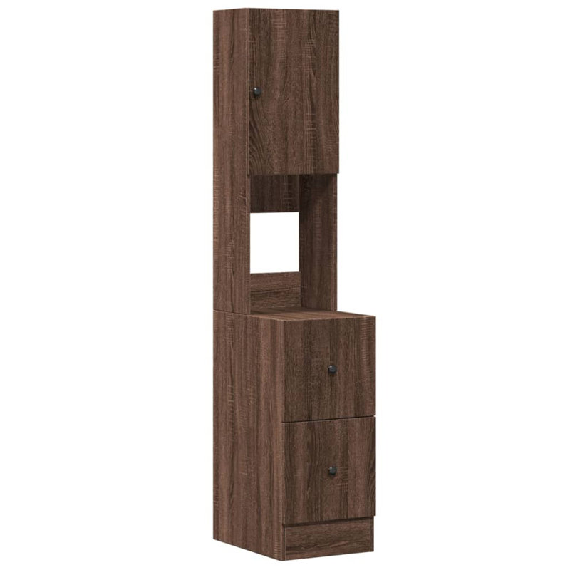 Kitchen Cabinet 35X50x180 Cm Engineered Wood, Brown Oak