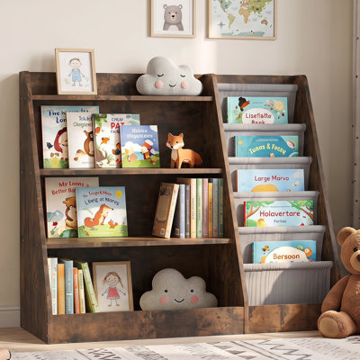 Bibliothèque standard pour enfants, tablette de rangement Montessori pour livres, idéale pour la chambre d'enfant ou la crèche.