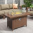 Aluminum Patio Furniture Set with Oversized Fire Pit Table, 7-Piece All-Weather Outdoor Conversation Set with Swivel Rocking Chairs, Oversized Modern Sofa for Backyard, Deck, Balcony-Brown-415987987
