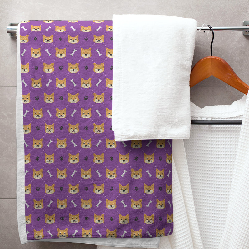 Serviette de bain Shiba Inu, Mauve