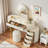 Luxury Makeup Vanity Desk With 3-color Led Mirror, Adjustable Length, 6 Drawers And Stool