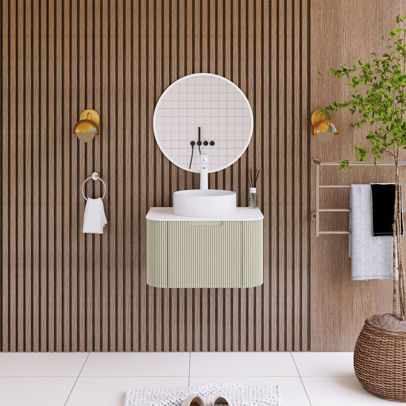 24 po Ensemble de meuble-lavabo mural avec comptoir en marbre d'ingénierie W, Vert