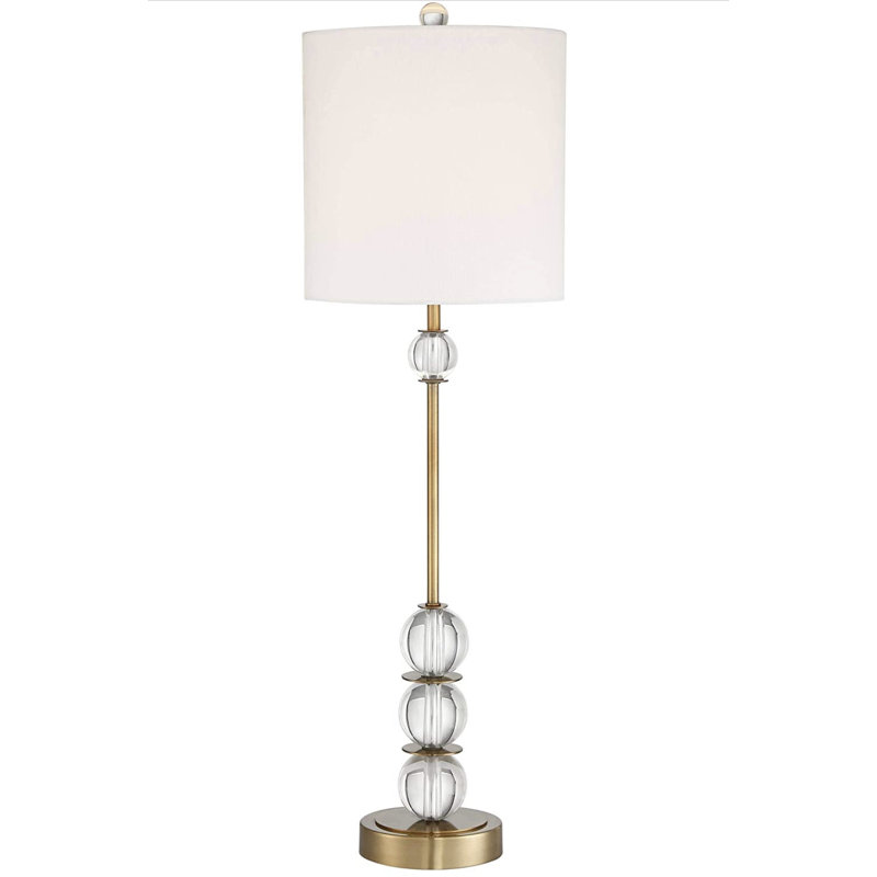 Brass Metal Buffet Table Lamp with Crystal Accents