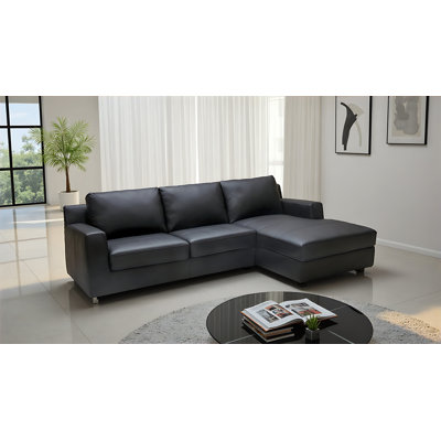 Pisa Upholstered 67.7 " Leather L-Shaped Sofa Bed