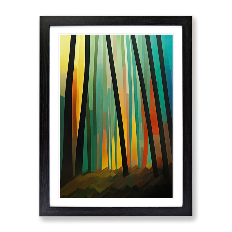 Unusual Forest Abstract - Wall Art, 36cm H x 27cm W, Black Picture Frame, White