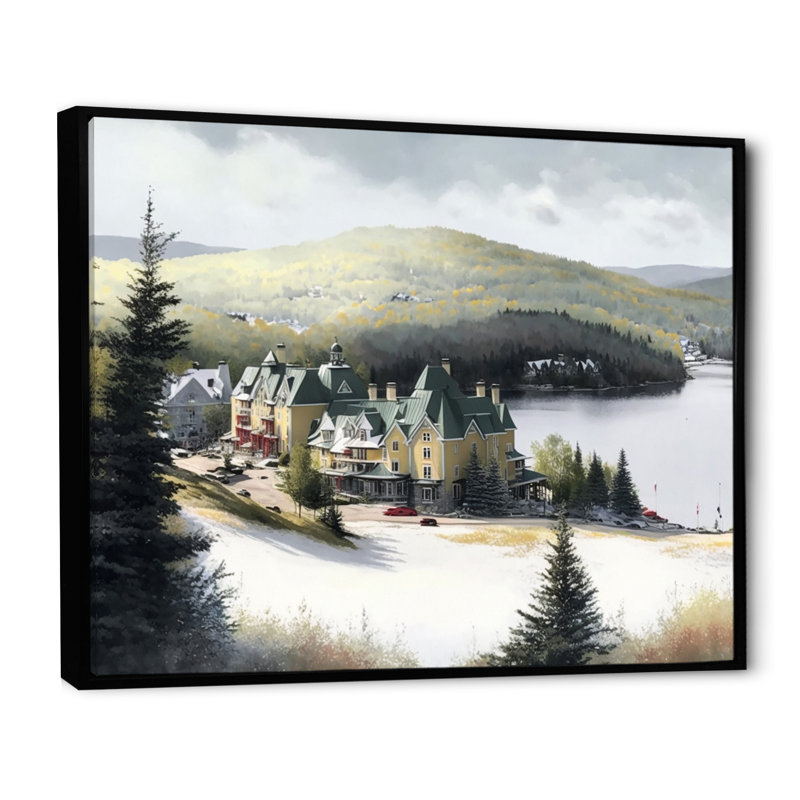 Saison hivernale Mont-Mont V - reproduction sur toile, L 40 po x H 30 po, Toile avec cadre flottant noir