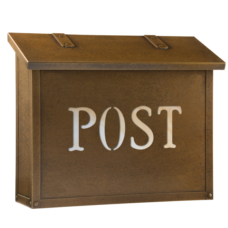 Classic Brass Wall Mounted Mailbox, Honey, New Verde
