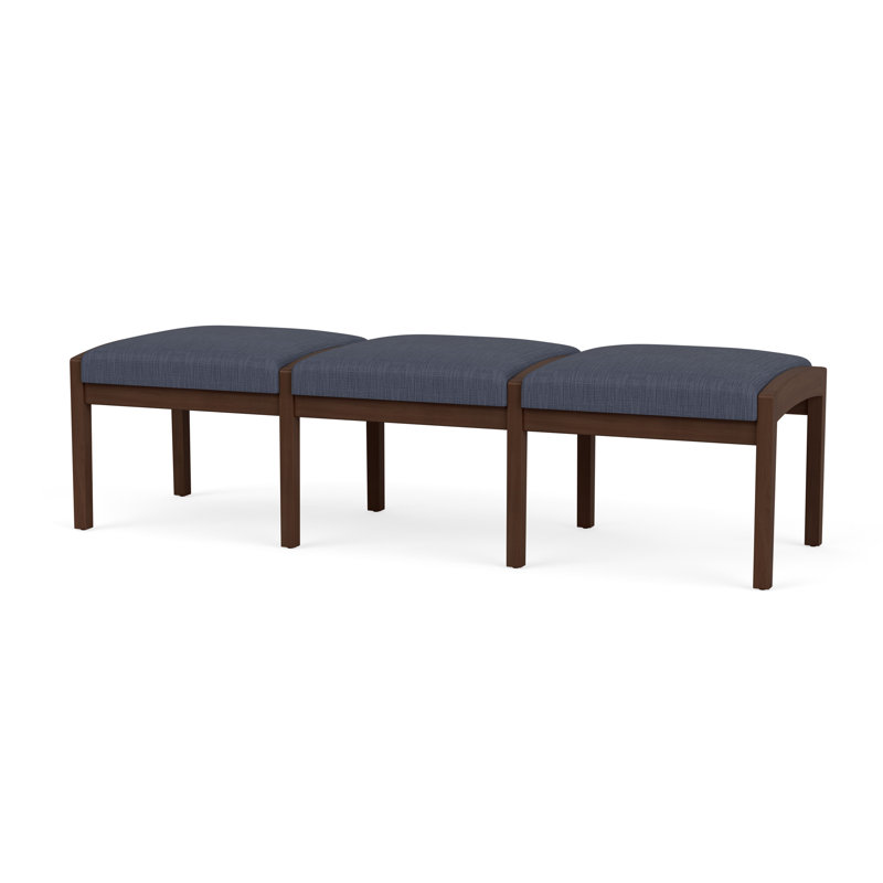 Banc en bois 3 places Lenox, Noyer Riftwood, Plot Line bleu marine