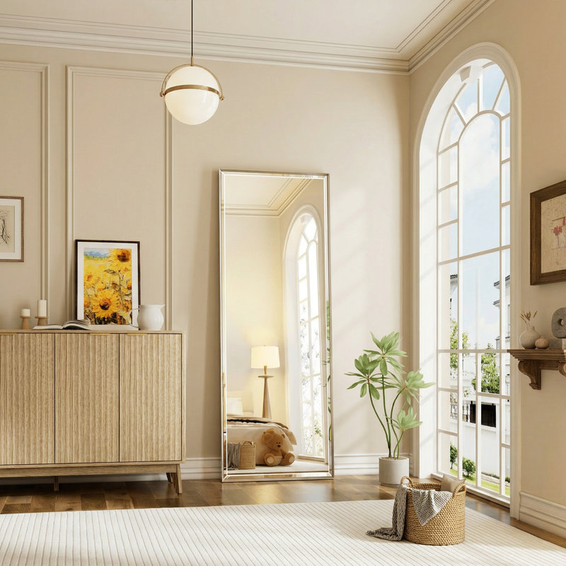 Miroir de salle de bain Lohoski, Nickel brossé, 60" x 16"