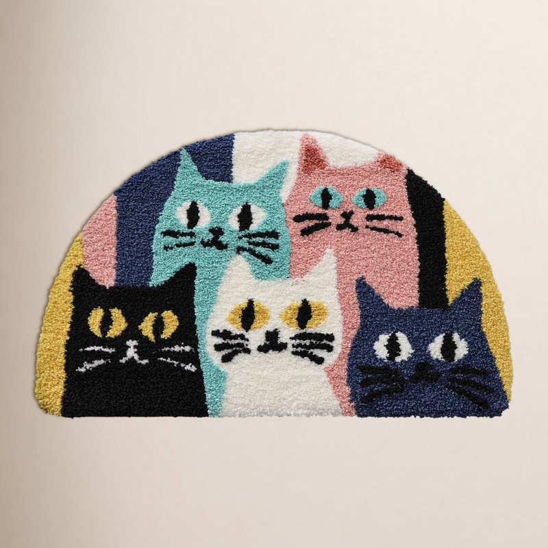 Tapis de bain chat mignon, tapis de bain en microfibre douce et absorbante, 51 x 81 cm, ultra moelleux avec dos en caoutchouc antidérapant, lavable à la machine, séchage rapide, idéal pour la douche, le lavabo, la baignoire et la décoration de chambre d'enfant.