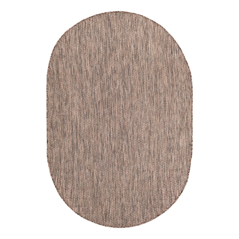 Abderus Light Brown Indoor Area Rug, Oval 4'1" x 6'1"