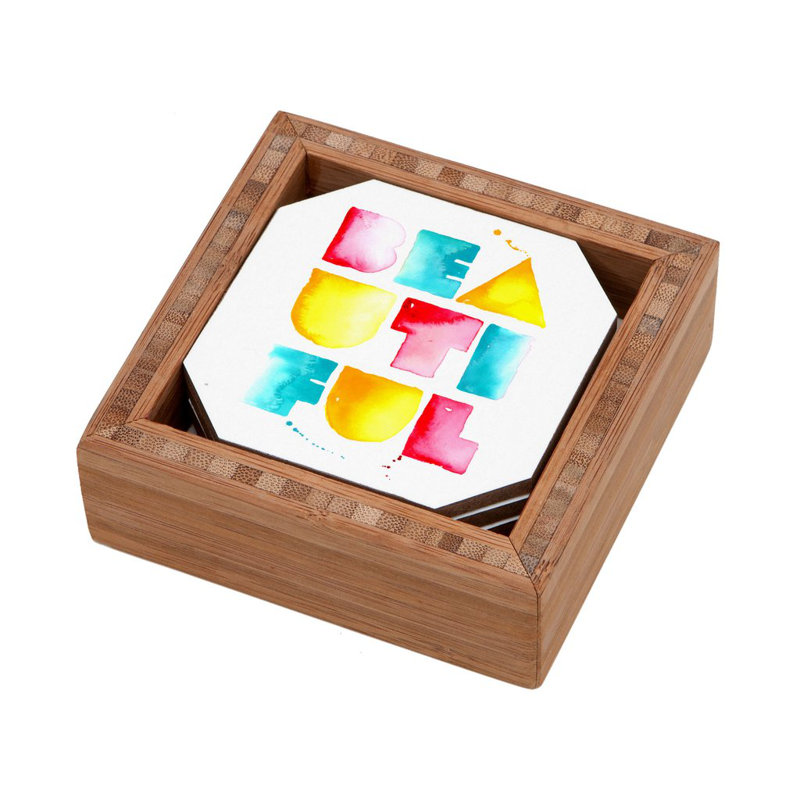 Wood 4 Piece Coaster Set